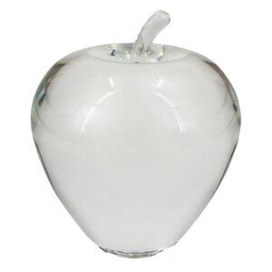 Steuben FLAW Signed Crystal Temptation Clear Apple Paperweight Figurine 4in Tall
